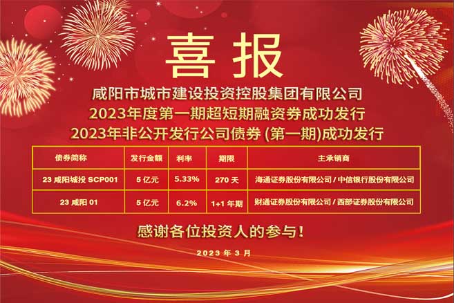 市城投集團(tuán)2023年度第一期超短期融資券 、2023年非公開發(fā)行公司債券（第一期）成功發(fā)行